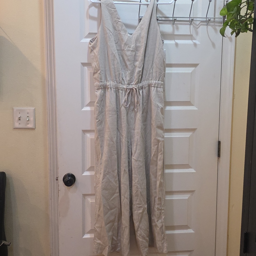 Westbound Light Beige V-Neck Maxi Jumpsuit
